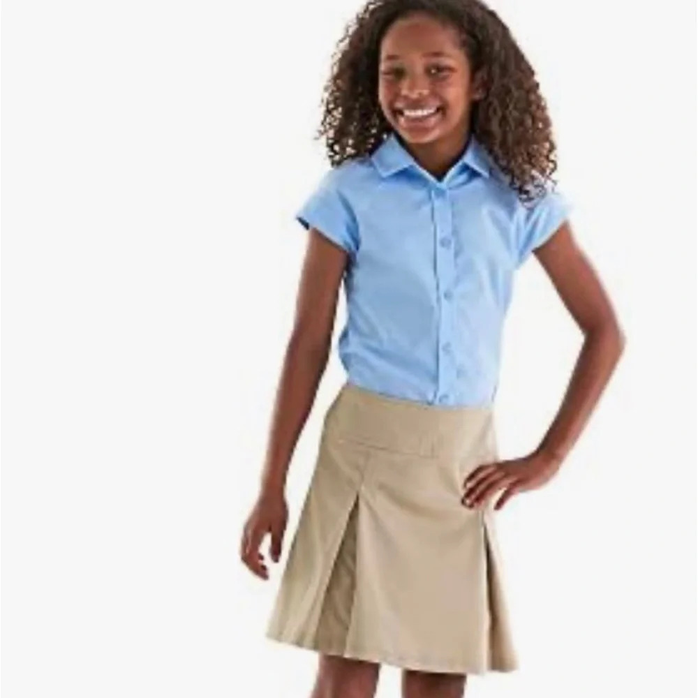 French Toast  Khaki Pull-On Kick Pleat Scooter Skirt sz 12
